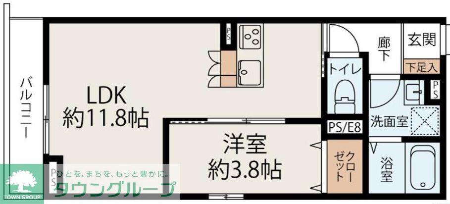 アンシエルI(1LDK/2階)の間取り写真