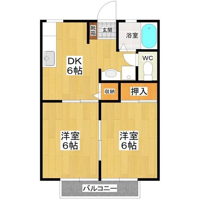 コーポスマイルB(2DK/1階)の間取り写真