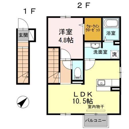 テロワール参番館(1LDK/2階)の間取り写真