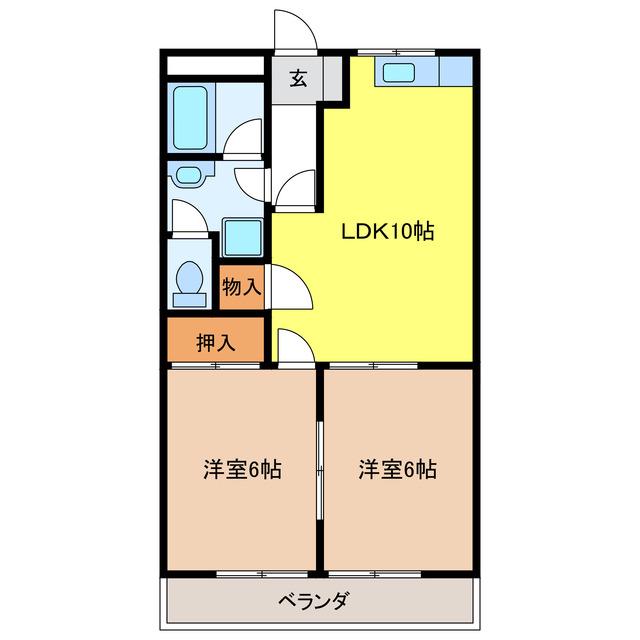 スピカ小柳(2LDK/2階)の間取り写真