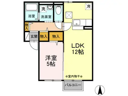 コンフォール台原III(1LDK/1階)の間取り写真