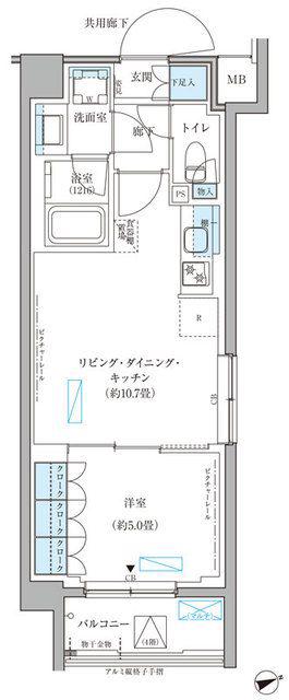 パークアクシス文京本郷(1LDK/4階)の間取り写真