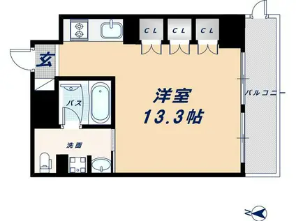 アーデンタワー南堀江(ワンルーム/9階)の間取り写真