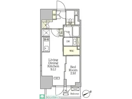 ザ・パークハビオ大森山王(1LDK/12階)の間取り写真
