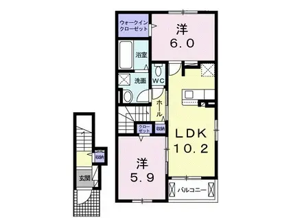 ル ボヌール赤穂I(2LDK/2階)の間取り写真