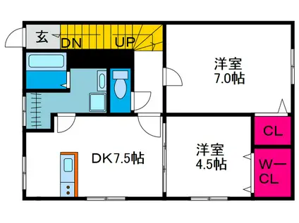 メゾン・ルミエール(2DK/2階)の間取り写真