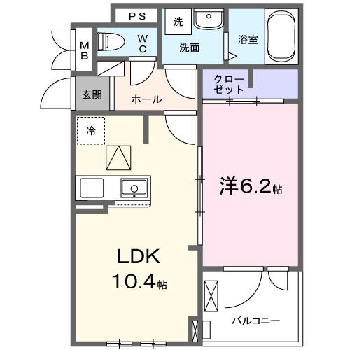 グランドブライト(1LDK/3階)の間取り写真