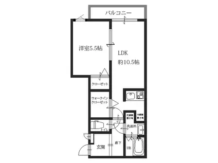 アレグレス(1LDK/2階)の間取り写真