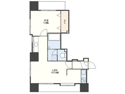 セカンドラック岩川町(1LDK/1階)の間取り写真