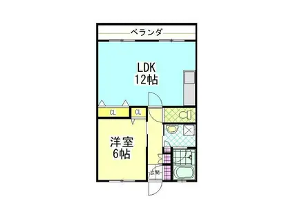 サンホワイトF202(1LDK/2階)の間取り写真