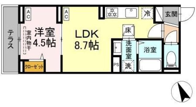セレスティア鷺宮(1LDK/1階)の間取り写真
