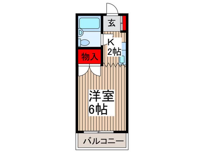ジュネス高峰(1K/3階)の間取り写真