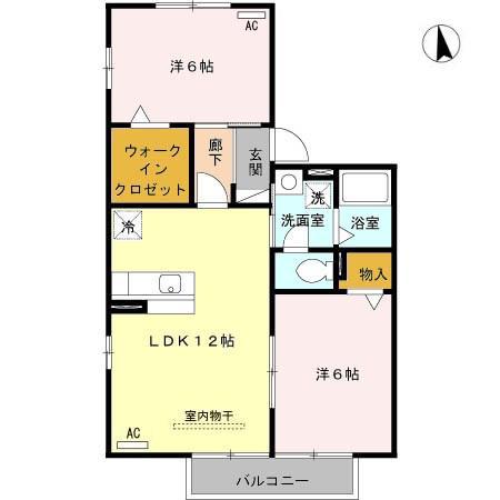 プレミアムタウン A(2LDK/2階)の間取り写真