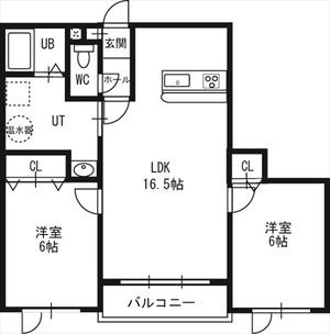 レラホープ稲積公園(2LDK/2階)の間取り写真