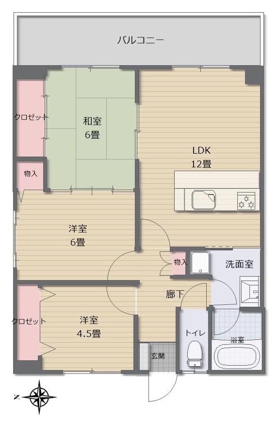 リバーサイド千里丘(3LDK/6階)の間取り写真