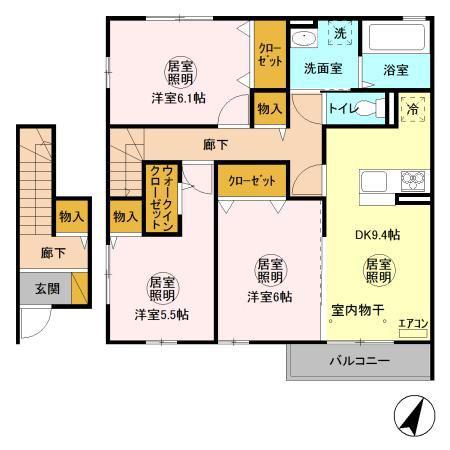 レイクビューみなみ(3DK/2階)の間取り写真