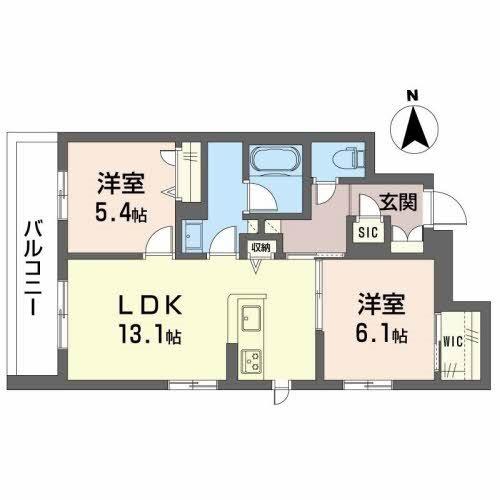 シャーメゾン シャルム本町(2LDK/2階)の間取り写真