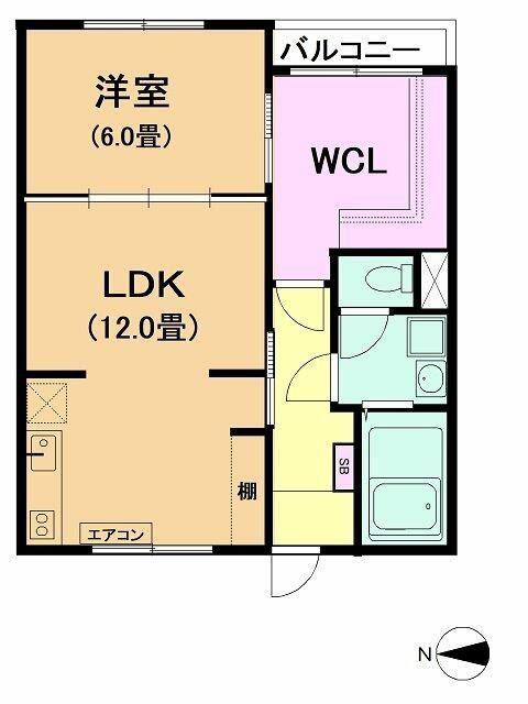 ウィステリア大曽根(1LDK/1階)の間取り写真