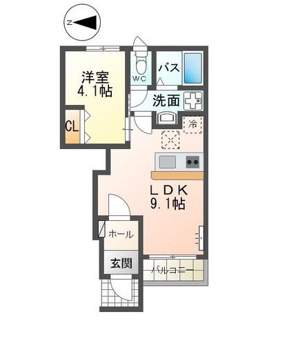 RIO MUND(1LDK/1階)の間取り写真