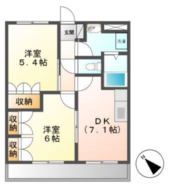 グレイス・NA(2DK/2階)の間取り写真