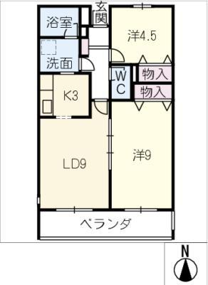 B-FLATサウス(2LDK/1階)の間取り写真
