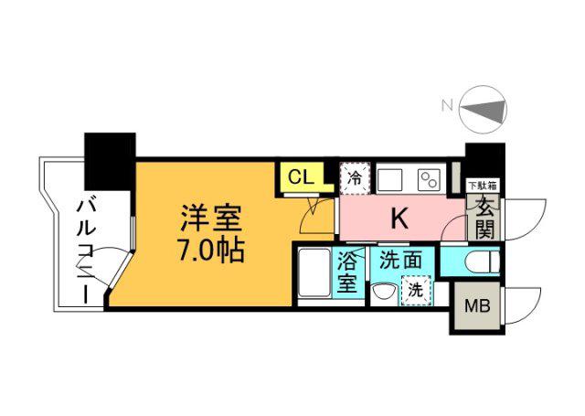 S-RESIDENCE国泰寺町一丁目(1K/5階)の間取り写真