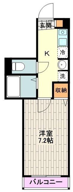 フェリーチェ高松町(1K/1階)の間取り写真