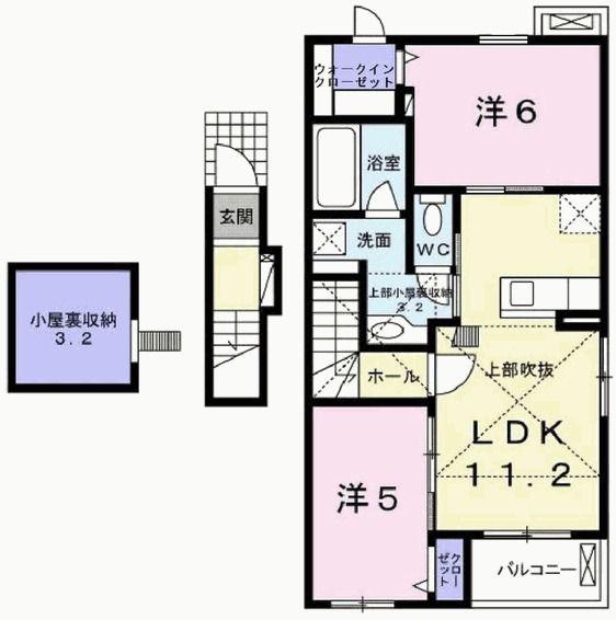 アイリスI(2LDK/2階)の間取り写真