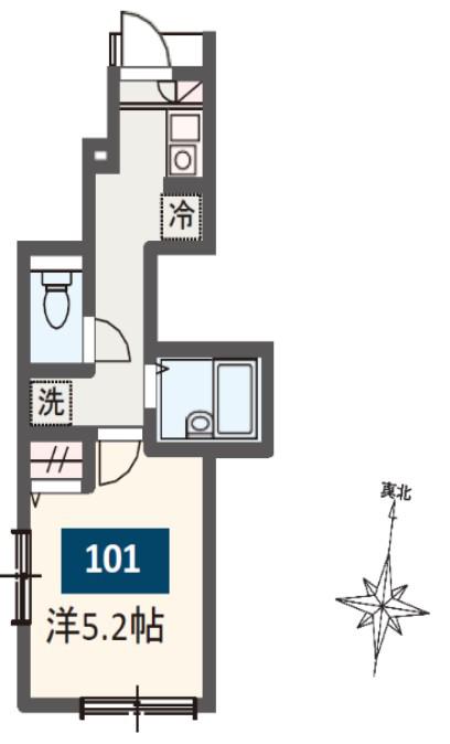 MELDIA岩槻(1K/1階)の間取り写真