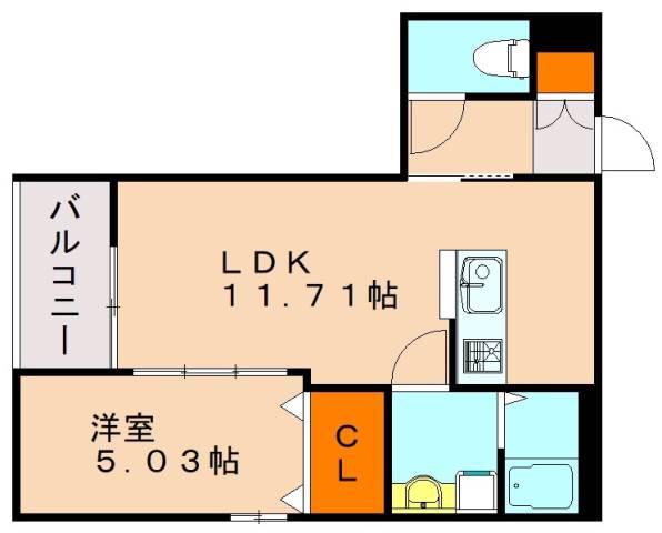 メゾンクレール博多南五番館(1LDK/1階)の間取り写真