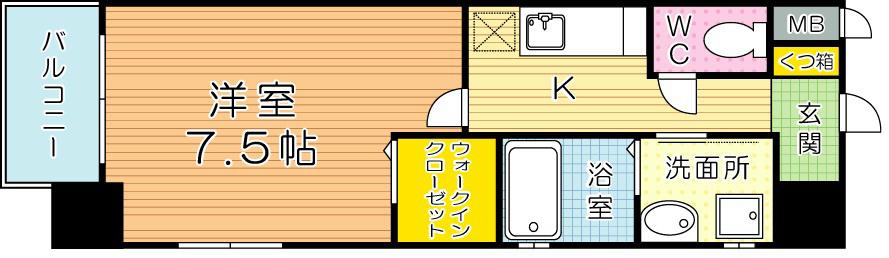 SALICE柳町(1K/6階)の間取り写真