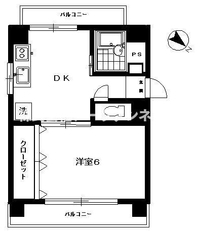 ベルケン中馬込(1DK/5階)の間取り写真
