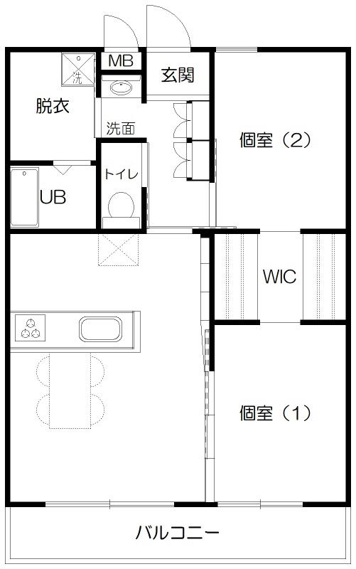 弐番町FLAT(2LDK/3階)の間取り写真