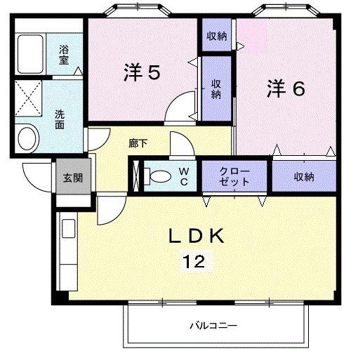 プランタン関根II(2LDK/1階)の間取り写真
