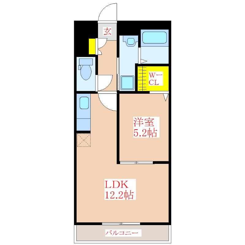 エステル(1LDK/3階)の間取り写真