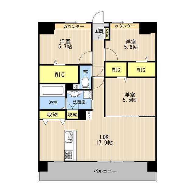LIBTH光の森(3LDK/8階)の間取り写真