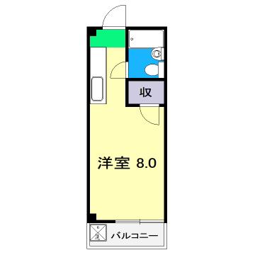 サンフラット(ワンルーム/4階)の間取り写真