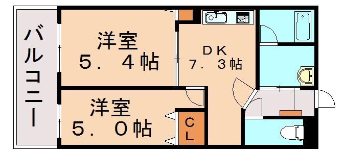 エスカーザ(2DK/3階)の間取り写真