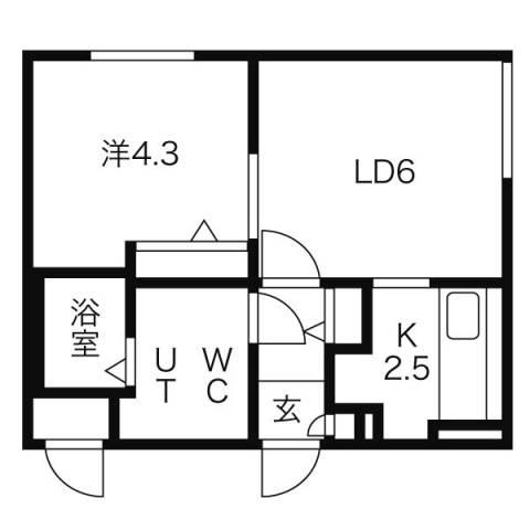 タカライーストヒルズ(1LDK/2階)の間取り写真