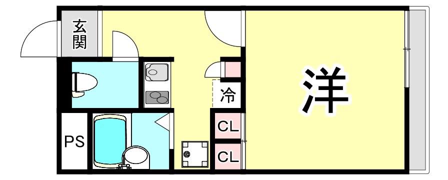 レオパレスドリーム甲東園(1K/2階)の間取り写真