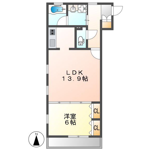 ピースアウル黒川(1LDK/3階)の間取り写真
