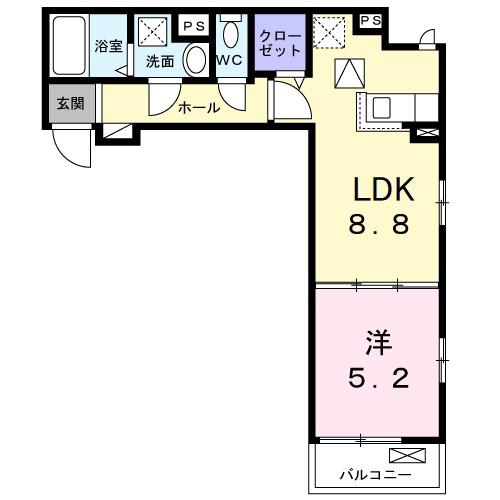 メゾンルミネ 中町(1LDK/1階)の間取り写真