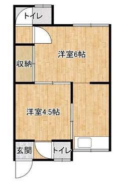 赤根荘(2K/1階)の間取り写真