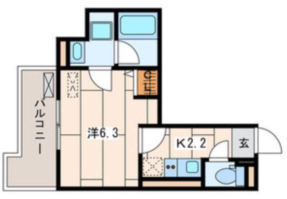 プランドール横浜(1K/2階)の間取り写真