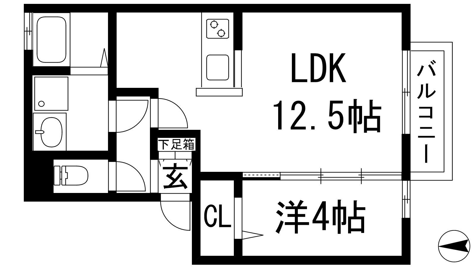 エスポアール土谷B棟(1LDK/1階)の間取り写真