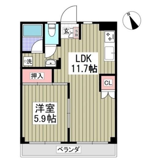 ヴィラ手児奈(1LDK/2階)の間取り写真