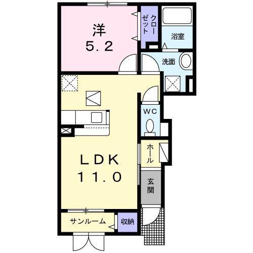 エム・エイチ キューブド(1LDK/1階)の間取り写真