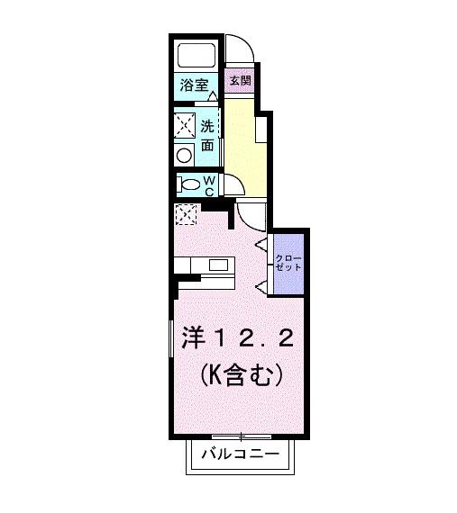 アイリス(ワンルーム/1階)の間取り写真