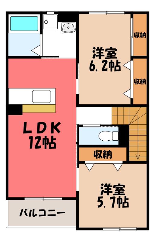 フランシーズ(2LDK/2階)の間取り写真