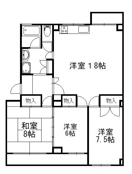 中山五月台22号棟(3LDK/3階)の間取り写真